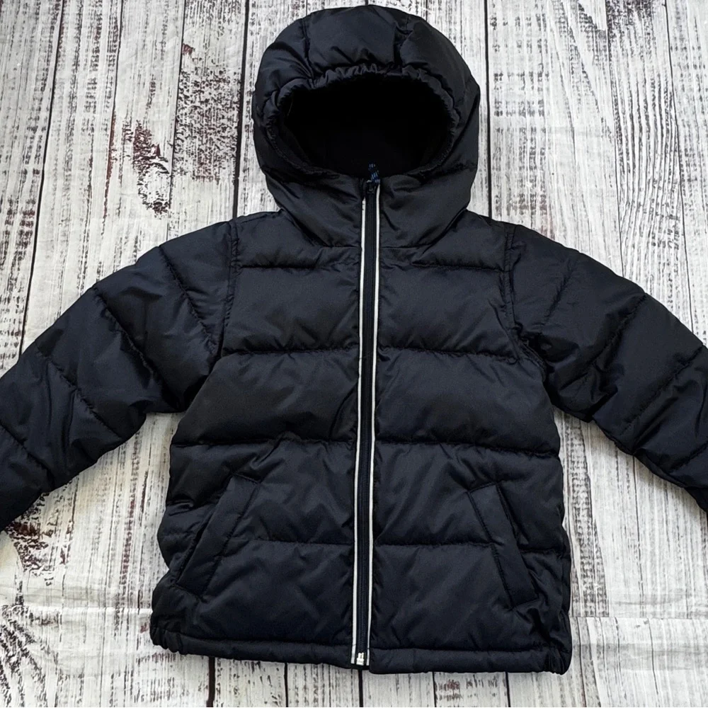 J.Crew Primaloft Boys Puffer Jacket XS Navy Hooded Ski Snow Winter Outdoor
